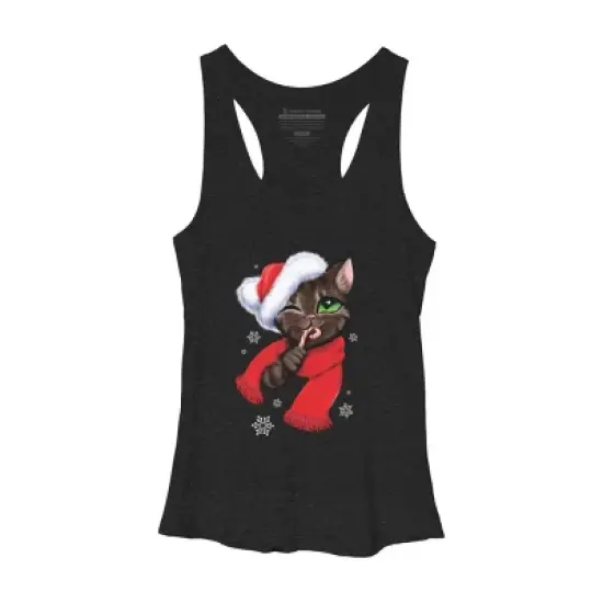 Women's Design By Humans Christmas cat By POLINART Racerback Tank Top image {3}