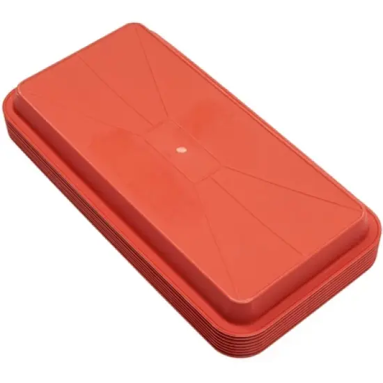 Juvale 8 Pack Plastic Plant Drip Trays for Pots, Rectangular Saucer Pans for Planters and Water Drainage, Indoors, Outdoors, Terracotta Red, 6.5x12 in image {6}