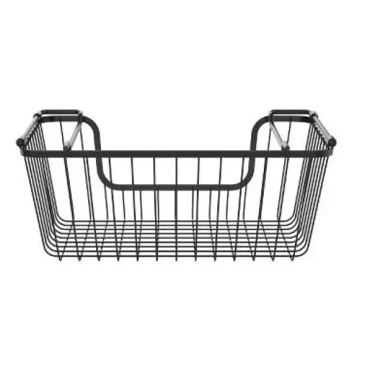 Oceanstar Stackable Metal Wire Storage Basket Set for Pantry, Countertop, Kitchen or Bathroom &ndash; Black, Set of 2 image {3}