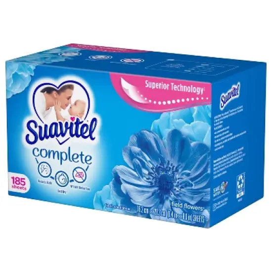 Suavitel Complete Scented Fabric Conditioner Dryer Sheets for Laundry - Field Flowers - 185 ct image {13}
