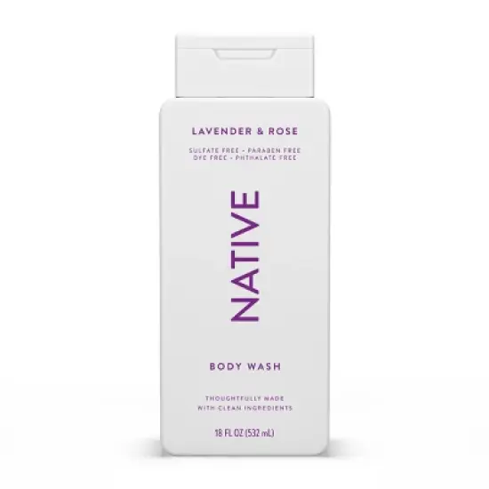 Native Body Wash for Women & Men - Lavender & Rose - Sulfate Free - 18 fl oz image {10}