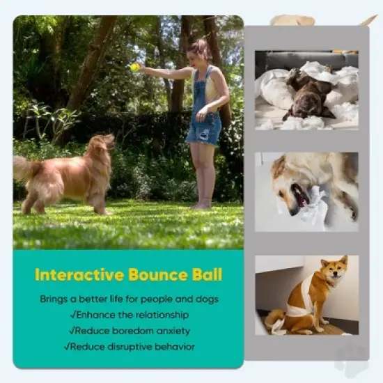 Petbobi Interactive Toy Dog Ball for Medium and Large Dogs, Active Rolling Ball for Dogs with LED Flash Light and USB Rechargeable, yellow image {5}