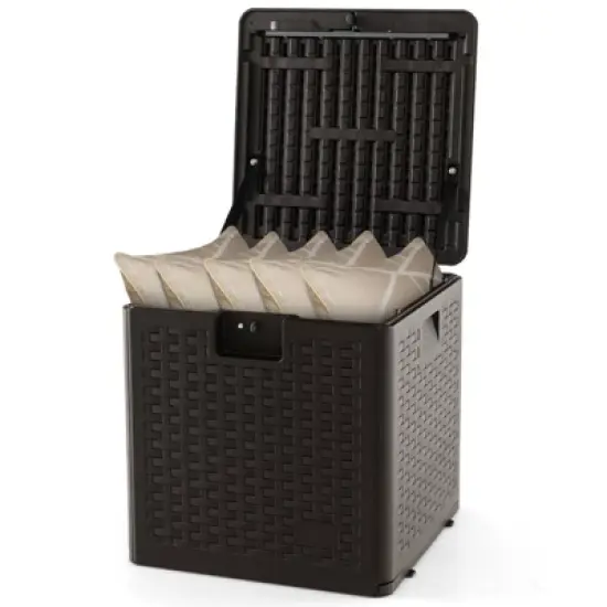 WELLFOR 31gal HDPE Storage Container with Lockable Lid Brown image {1}