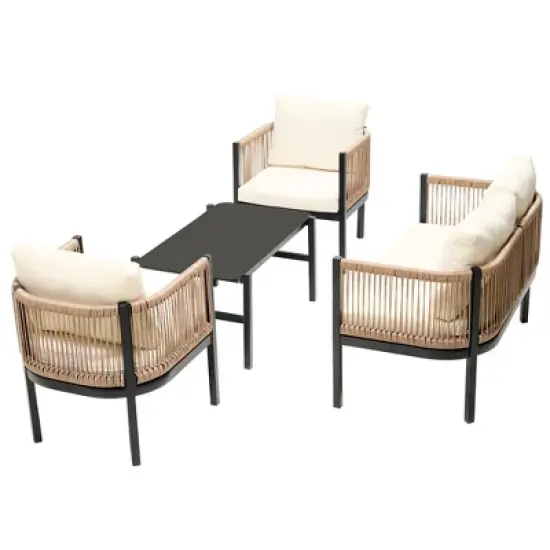 Whisen Multi-person Outdoor Sofa Combination with A Table, Suitable for Garden, Backyard and Balconies image {5}