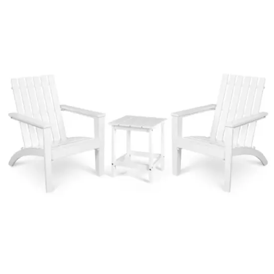 Tangkula 3PCS Patio Adirondack Chair Side Table Set Solid Wood Garden Deck Bistro Set Classic Furniture image {10}