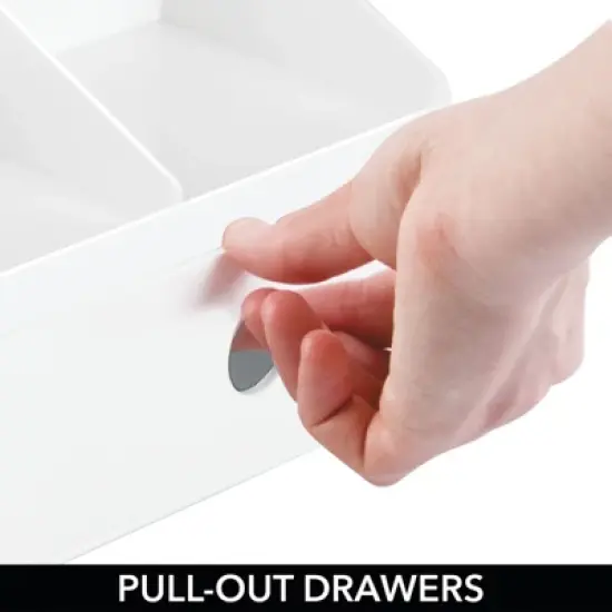 mDesign Large Plastic Divided Home Office Desk Organizer with 2 Drawers - White image {3}