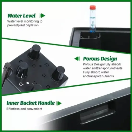 2 Pack Tall Planter with Drainage Holes＆Water Level Monitor＆Inner Bucket image {1}