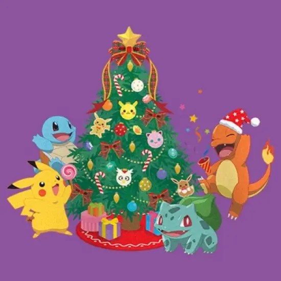 Girl's Pokemon Christmas Tree Characters T-Shirt image {1}