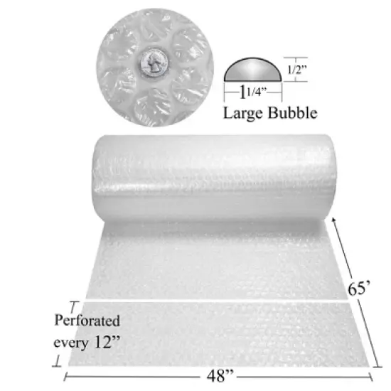 UBMOVE Bubble Cushioning Wrap Roll - 48" Wide x 65 Ft Long with Large 1/2" Bubbles image {1}