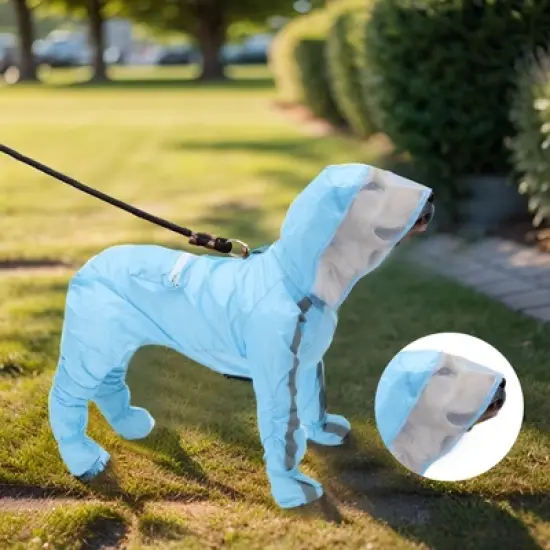 Unique Bargains Dog Raincoat with Four-Leg Protection Blue 1 Pc image {3}