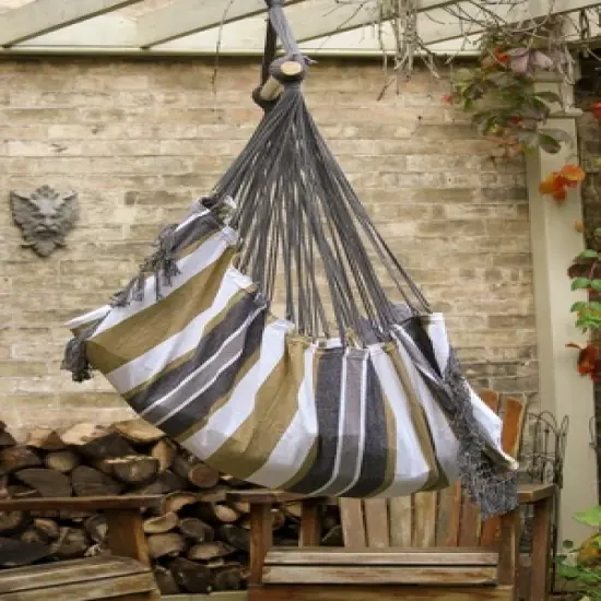 The Hamptons Collection 72&rdquo; Grey Brazilian Style Hammock Chair with a Hanging Bar image {1}