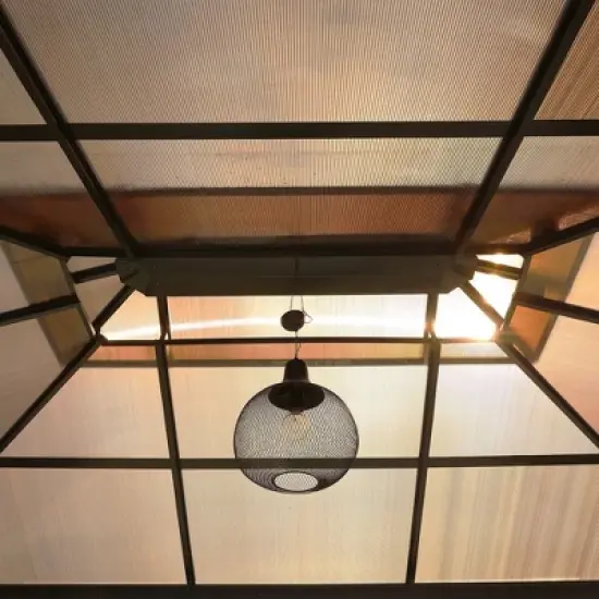 Aoodor 10'x 13 in Gazebo Polycarbonate Hardtop Roof, Aluminum Frame with Mosquito and Curtain, Blue image {6}