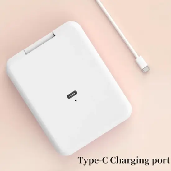 YEVYO Rechargeable Pocket Mirror, Double Sided 1X/3X Magnification Compact Vanity Mirror, 3 Color Lights, Travel Mirror for Women Gifts, White image {8}