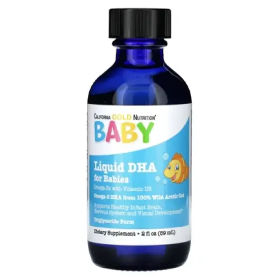 California Gold Nutrition Baby's DHA, Omega-3s with Vitamin D3 and EPA, 2 fl oz (59 ml) image {2}