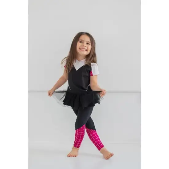 Marvel Avengers Spider-Man Spider-Gwen Captain America Miles Morales Girls Cosplay T-Shirt and Leggings Toddler to Little Kid image {1}