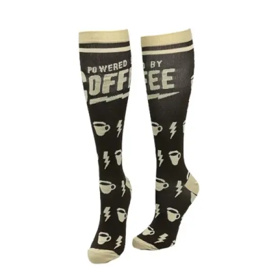 Powered By Coffee Funny Caffeine Compression Socks for Women Adult Size - Crazy Dog Compression Socks Gift for Mom image {1}