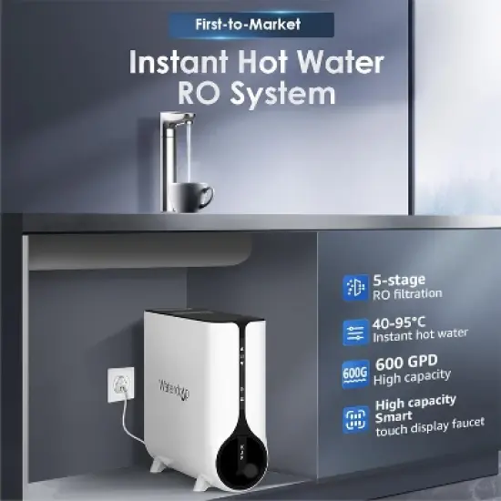 Waterdrop Reverse Osmosis System, Instant Hot Water Dispenser, 600 GPD image {1}