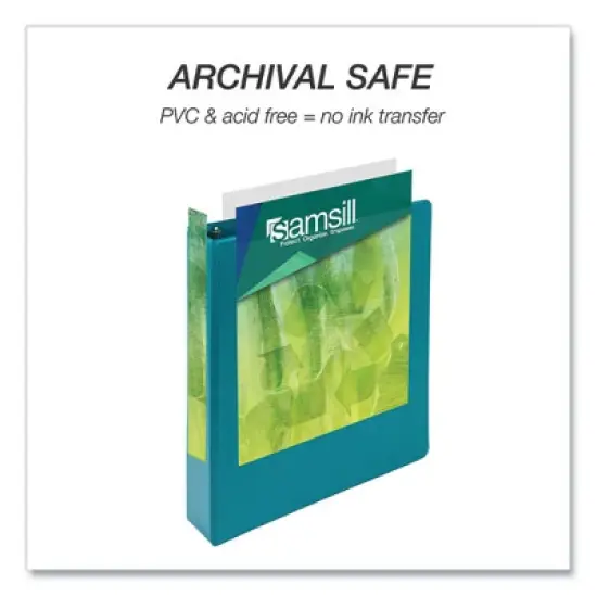 Samsill Earth's Choice Plant-Based Economy Round Ring View Binders, 3 Rings, 1.5" Capacity, 11 x 8.5, Teal, 2/Pack image {2}