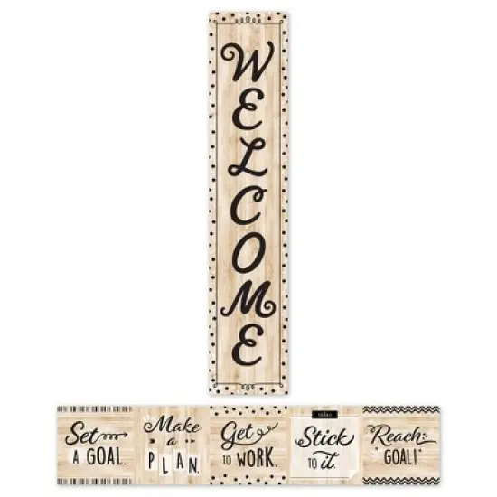 Creative Teaching Press&reg; Black, White, and Wood Welcome Banner, 8" x 39", Pack of 2 image {1}