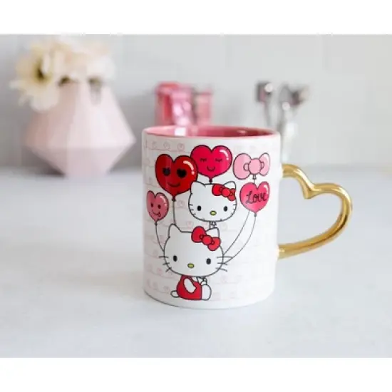 Silver Buffalo Sanrio Hello Kitty Love Heart-Shaped Handle Ceramic Mug | Holds 14 Ounces image {3}