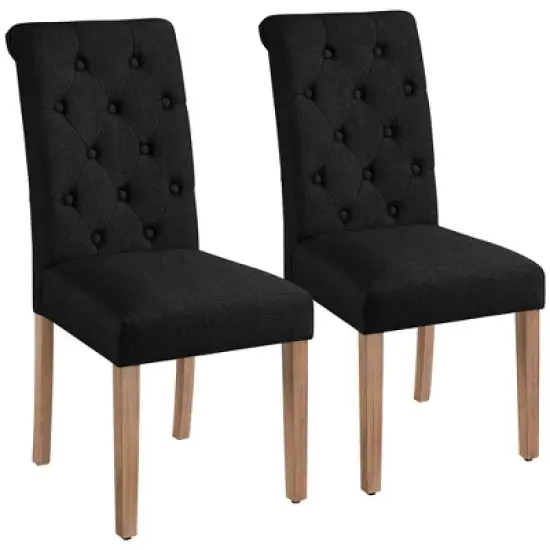 Yaheetech 2pcs Classic Fabric Upholstered Dining Chair Kitchen Chair image {11}