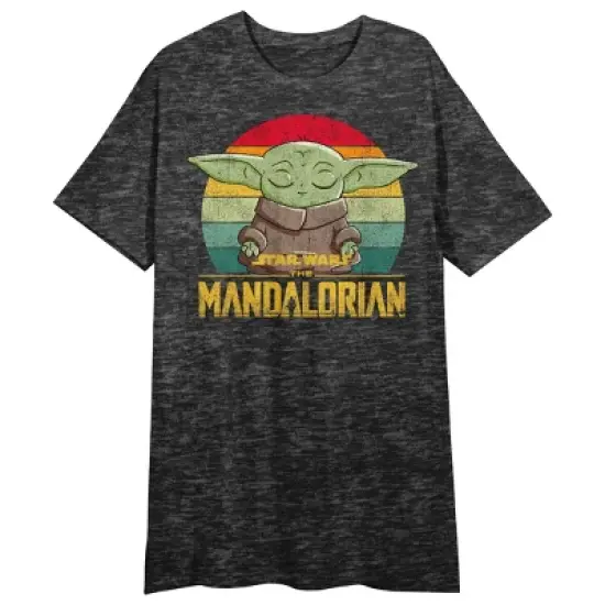 The Mandalorian Grogu With Book Crew Neck Short Sleeve Charcoal Heather Women's Night Shirt image {2}