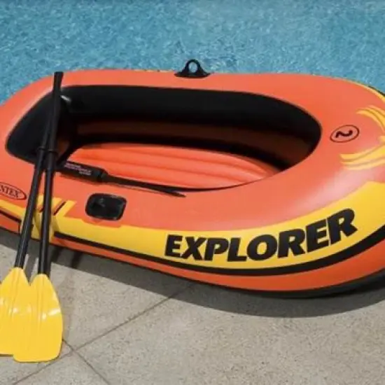 Intex Explorer 200 Inflatable Two Person Raft Boat Set image {4}