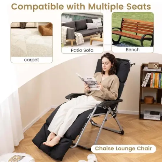 Costway 2 PCS 73" Lounge Chaise Cushion Padded Recliner Cushion Indoor Outdoor Black/Dark Orange/Gray/Orange/Brown/Beige image {7}