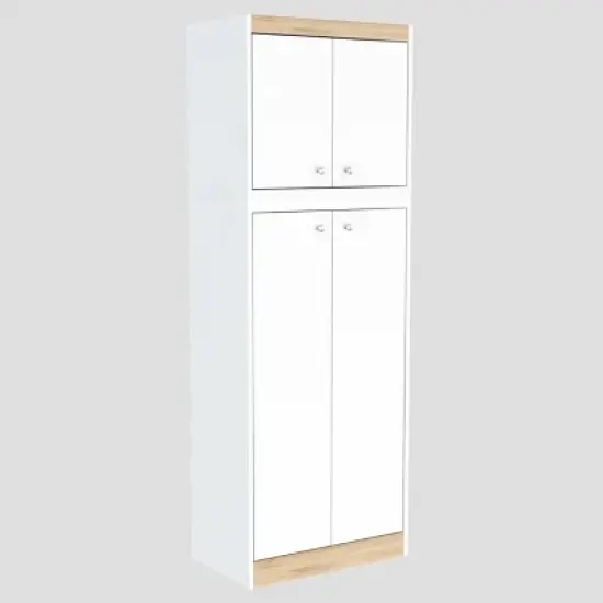 4 Doors Kitchen Storage Cabinet White/Oak - Inval image {5}