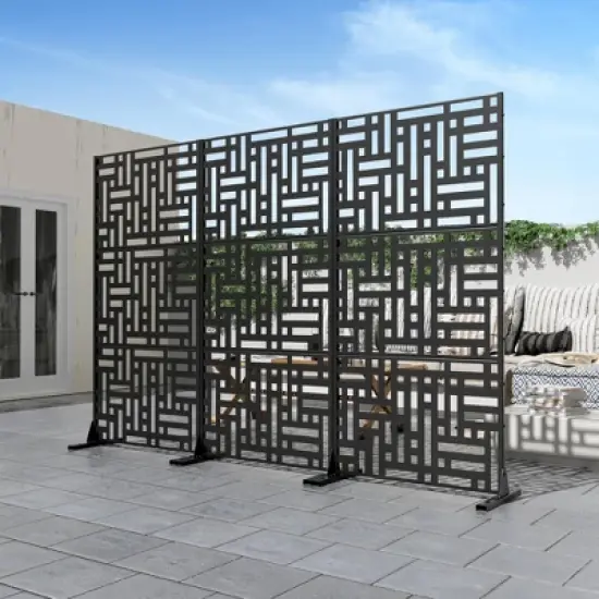 Lirago 72 in Galvanized Metal Garden Privacy Screen & Fence image {2}