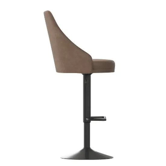 Flash Furniture Chrishelle Set of 2 Commercial Adjustable Height Barstools with Upholstered Tufted Seats and Pedestal Base with Footring, Black image {9}