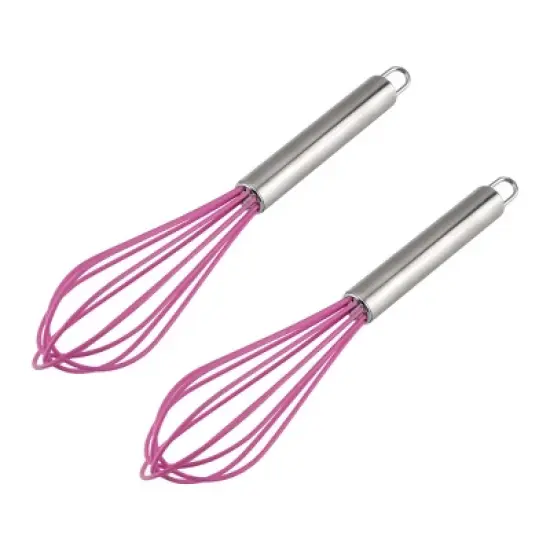 Unique Bargains Stainless Steel Kitchen Utensil Whisk 10" x 2" 2 Pcs image {7}