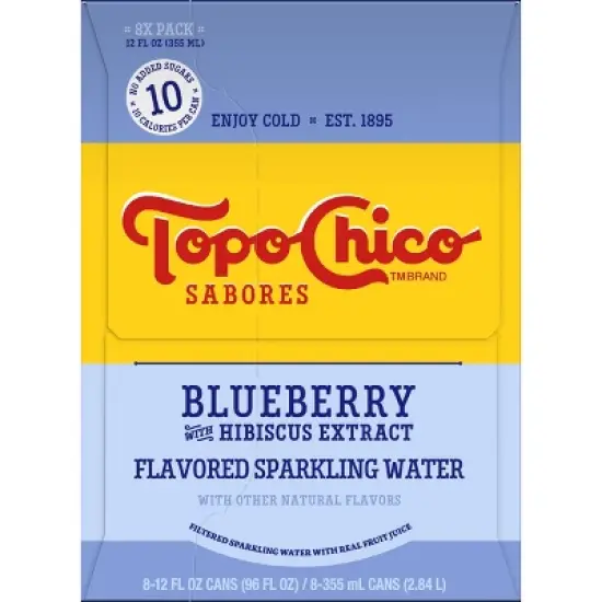 Topo Chico Sabores Blueberry Hibiscus Sparkling Water - 8pk/12 fl oz Cans image {2}