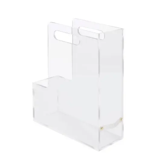 RUSSELL + HAZEL Acrylic Magazine File: Clear Desk Organizer, Office Supplies, 12" H, 10.5" D, 3.75" W image {4}