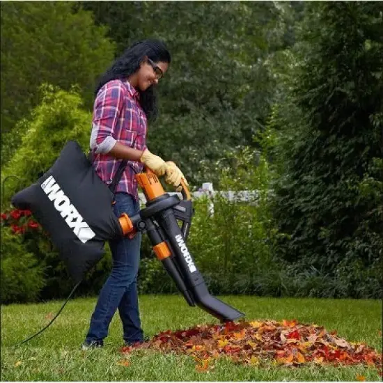 Worx WG509 12 Amp TRIVAC 3-in-1 Electric Leaf Blower with All Metal Mulching System image {2}