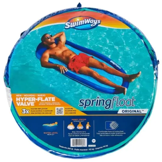 SwimWays Spring Float Inflatable Pool Lounger with Hyper-Flate Valve image {1}