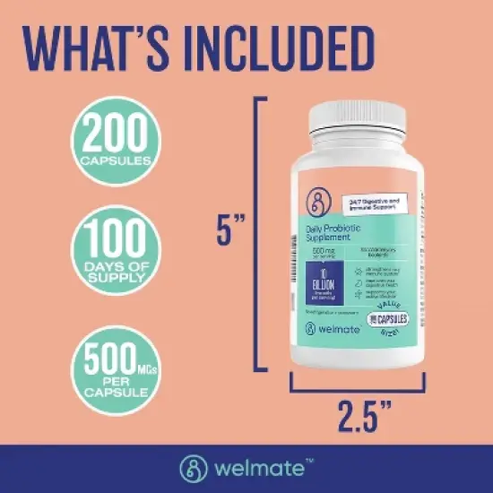 WELMATE Probiotic Saccharomyces Boulardii 10 Billion CFU - 200ct VegCap image {5}