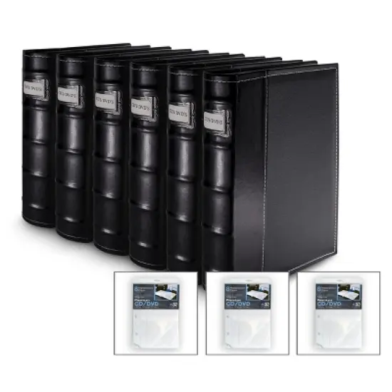 Bellagio-Italia CD/DVD Storage Binder - Black - Leather - 144-Disc Capacity image {9}