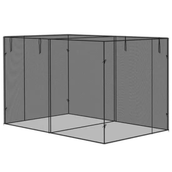 Outsunny 10 x 6.5ft Crop Cages for Garden, Plant Protectors from Animals, with Two Zippered Doors, Storage Bag and 6 Ground Stakes, Black image {3}