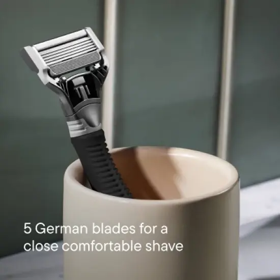 Harry's 5-Blade Men's Razor - 1 Razor Handle + 2 Razor Blade Cartridges - Charcoal image {3}