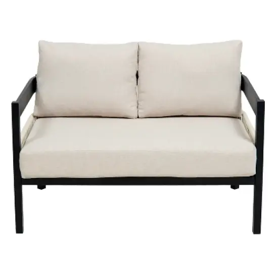 FIONECA U_STYLE Beige Multi-Person Outdoor Iron Sofa Set with Table, Rattan Decoration, Waterproof & Rust-Proof Patio Furniture for Garden & Lawn image {6}