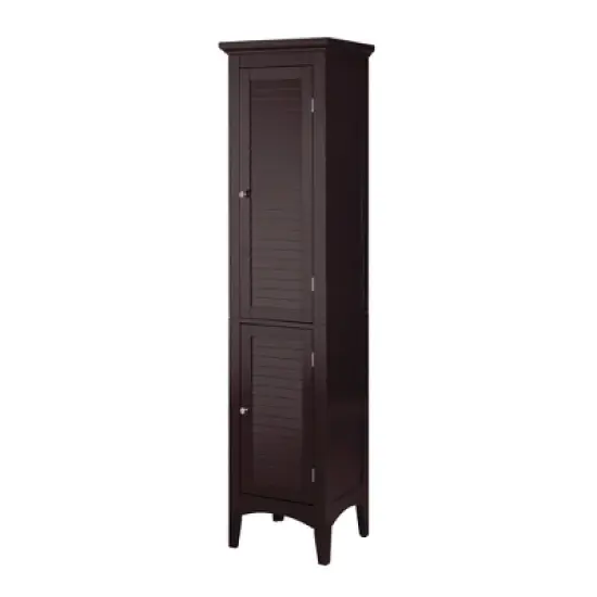 Teamson Home Glancy Two Shutter Doors Wooden Tall Tower Storage Cabinet Dark Brown image {5}