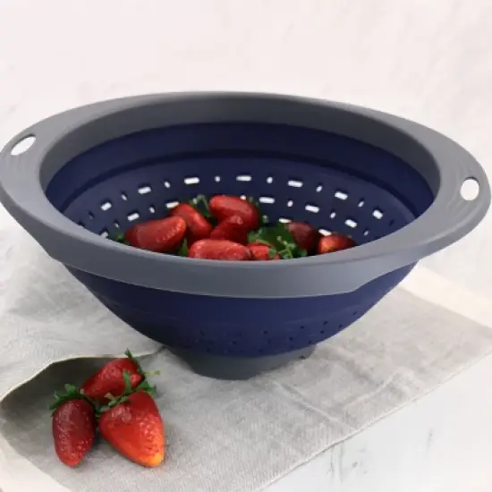 Oster Bluemarine Collapsible Polypropylene Colander in Navy image {1}