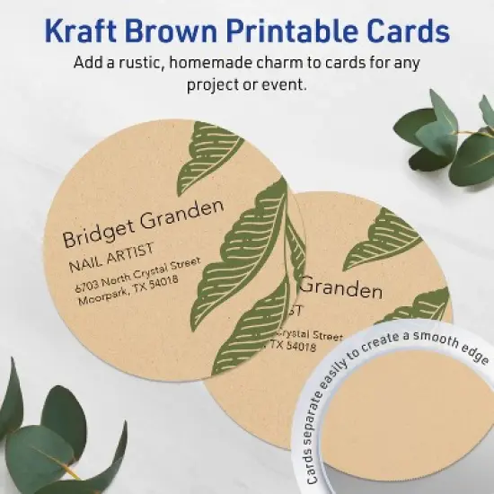 Avery Printable Round Cards, 3" Diameter, Kraft Brown, 300ct image {1}