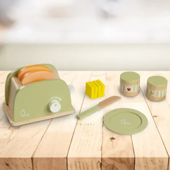Teamson Kids Play Wooden Toaster play kitchen accessories Green 11 pcs TK-W00006 image {2}