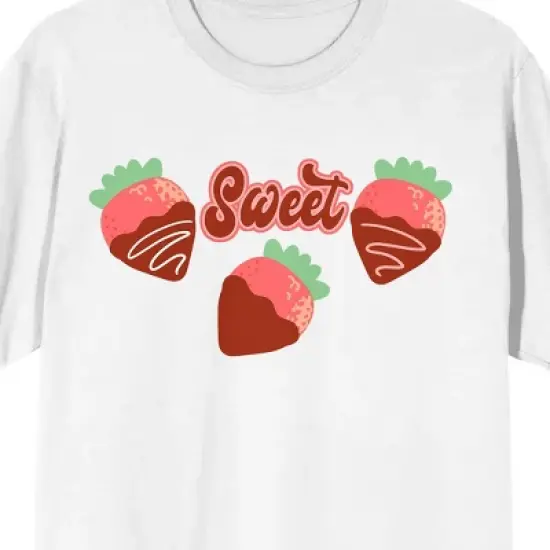 Valentine's Day Sweet Strawberries Crew Neck Short Sleeve Women's White T-shirt image {1}