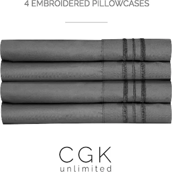 Pillowcase Set of 4 Soft Double Brushed Microfiber - CGK Linens image {2}