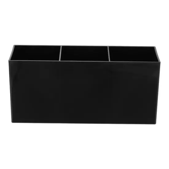 Unique Bargains Office Desk 3 Compartments Acrylic Pen Pencil Holder image {2}