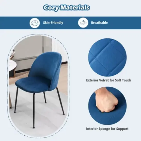 Tangkula Dining Chair Set of 4 Upholstered Velvet Chair Set w/ Metal Base for Living Room image {4}