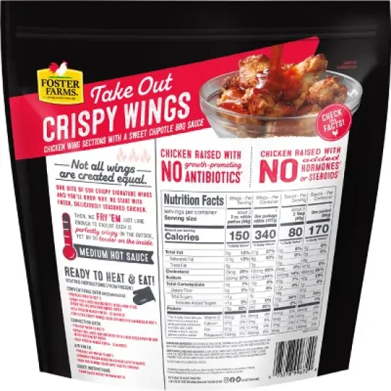 Foster Farms Chipotle BBQ Take Out Chicken Wings - Frozen - 16oz image {9}